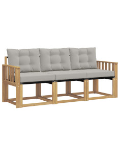 Set di divani da esterno 3 pcs Bianco e Grigio Chiaro 2