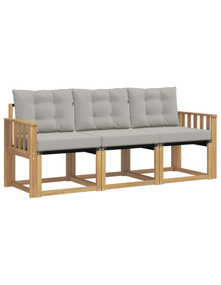 Set di divani da esterno 3 pcs Bianco e Grigio Chiaro