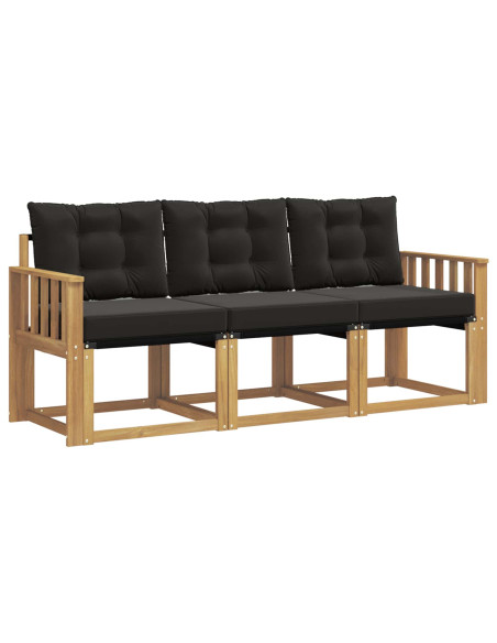 Set di divani da esterno con cuscino 3 pcs Bianco e Nero