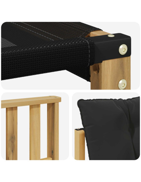 Set di divani da esterno con cuscino 3 pcs Bianco e Nero