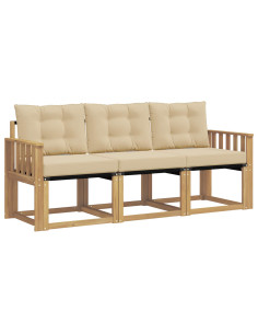 Set di divani da esterno con cuscino 3 pcs Bianco e Beige 2