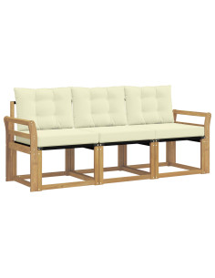 Set di divani da esterno con cuscino 3 pcs Bianco e Crema 2