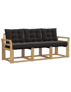 Set di divani da esterno con cuscino 3 pcs Bianco e Nero 2
