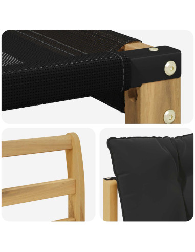 Set di divani da esterno con cuscino 3 pcs Bianco e Nero