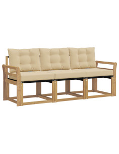 Set di divani da esterno con cuscino 3 pcs Bianco e Beige 2