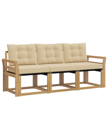 Set di divani da esterno con cuscino 3 pcs Bianco e Beige