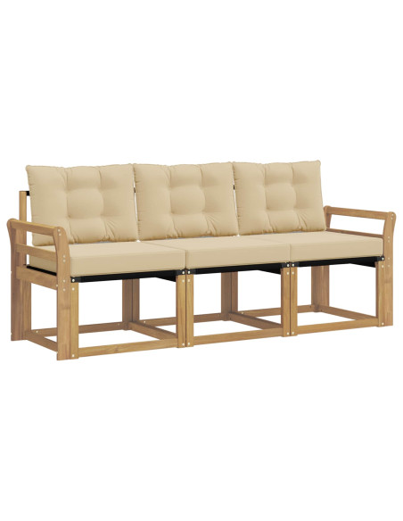 Set di divani da esterno con cuscino 3 pcs Bianco e Beige