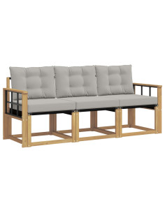 Set di divani da esterno 3 pcs Bianco e Grigio Chiaro 2