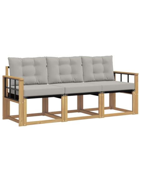 Set di divani da esterno 3 pcs Bianco e Grigio Chiaro