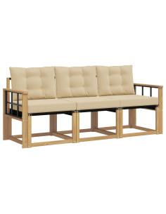 Set di divani da esterno con cuscino 3 pcs Bianco e Beige 2