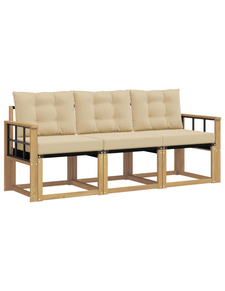 Set di divani da esterno con cuscino 3 pcs Bianco e Beige
