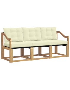 Set di divani da esterno con cuscino 3 pcs Bianco e Crema 2