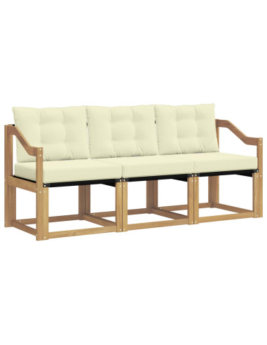 Set di divani da esterno con cuscino 3 pcs Bianco e Crema