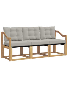 Set di divani da esterno 3 pcs Bianco e Grigio Chiaro 2