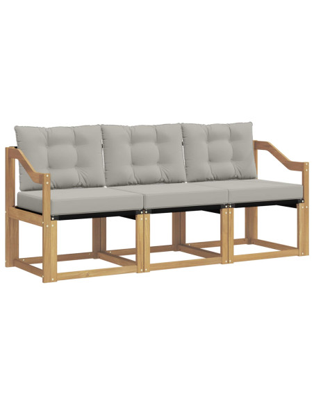 Set di divani da esterno 3 pcs Bianco e Grigio Chiaro