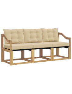 Set di divani da esterno con cuscino 3 pcs Bianco e Beige 2