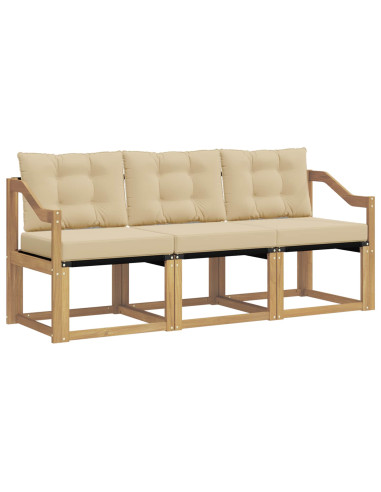 Set di divani da esterno con cuscino 3 pcs Bianco e Beige