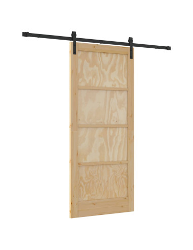 Porta scorrevole Naturale e Nero 86 x 198,5 cm
