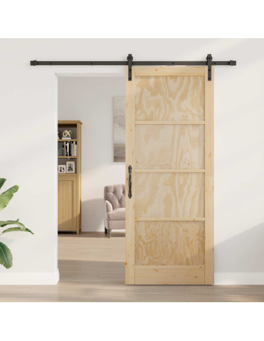 Porta scorrevole Naturale e Nero 86 x 211 cm