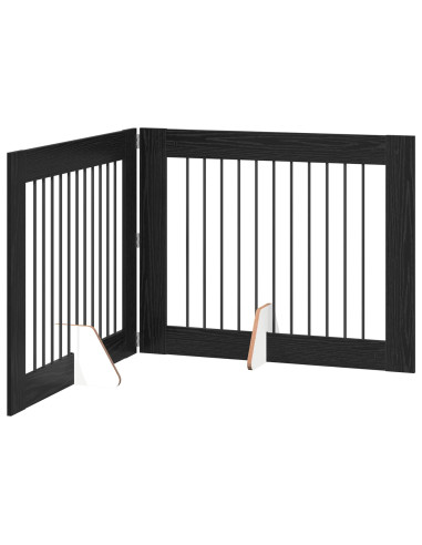 Cancello per cani con supporti 2 pcs Rovere Nero 100 x 80 cm