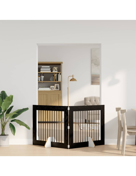 Cancello per cani con supporti 2 pcs Rovere Nero 100 x 80 cm