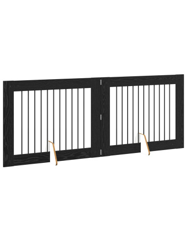 Cancello per cani con supporti 2 pcs Rovere Nero 100 x 80 cm