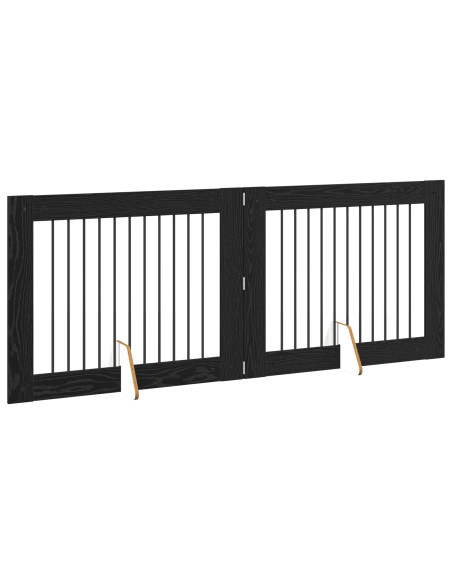 Cancello per cani con supporti 2 pcs Rovere Nero 100 x 80 cm