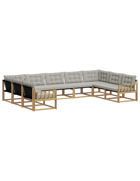 Set di divani da esterno 9 pcs Bianco e Grigio Chiaro