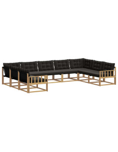 Set di divani da esterno con cuscino 9 pcs Bianco e Nero 2