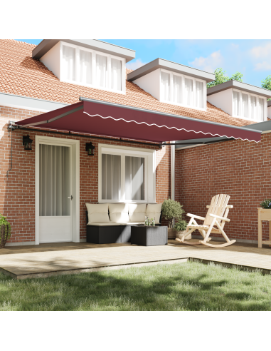 Tenda Retrattile Borgogna 400 × 300 cm Poliestere e Metallo