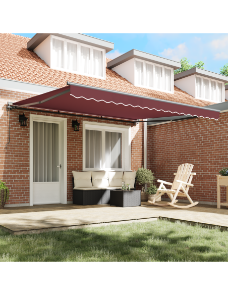 Tenda Retrattile Borgogna 400 × 300 cm Poliestere e Metallo