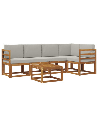 Set di divani da esterno 6 pcs Grigio Naturale e Chiaro