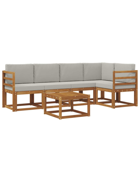 Set di divani da esterno 6 pcs Grigio Naturale e Chiaro