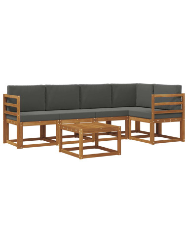 Set di divani da esterno con cuscino 6 pcs Naturale e Antracite