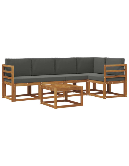 Set di divani da esterno con cuscino 6 pcs Naturale e Antracite
