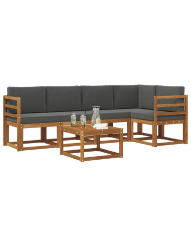 Set di divani da esterno con cuscino 6 pcs Naturale e Antracite