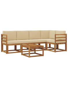 Set di divani con cuscino 6 pcs Naturale e Beige 2