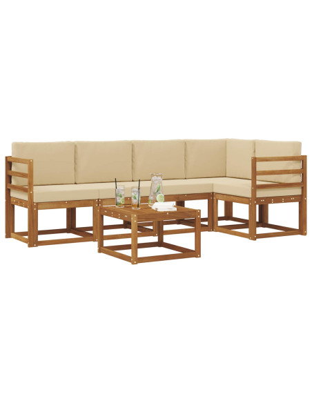 Set di divani con cuscino 6 pcs Naturale e Beige
