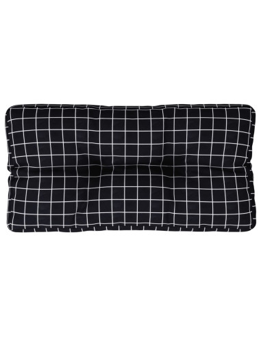 Cuscino per Pallet Motivo a Quadri Nero 70x40x12 cm in Tessuto