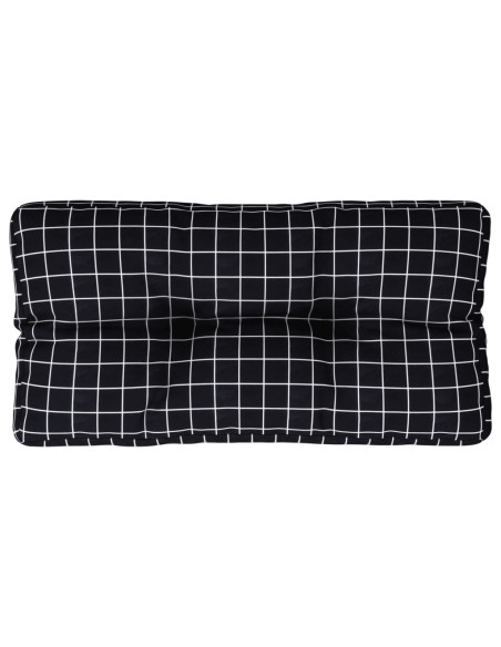 Cuscino per Pallet Motivo a Quadri Nero 70x40x12 cm in Tessuto