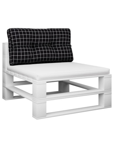 Cuscino per Pallet Motivo a Quadri Nero 70x40x12 cm in Tessuto