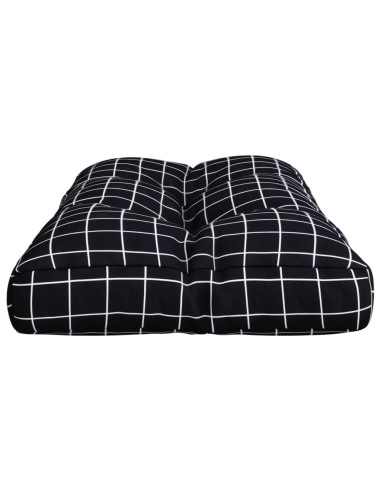 Cuscino per Pallet Motivo a Quadri Nero 70x40x12 cm in Tessuto