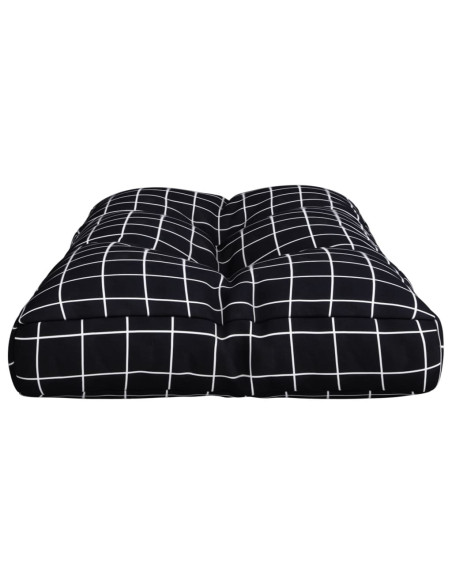 Cuscino per Pallet Motivo a Quadri Nero 70x40x12 cm in Tessuto