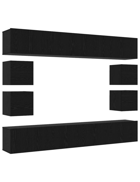 Set mobile TV Montaggio a parete Rovere Nero Legno multistrato