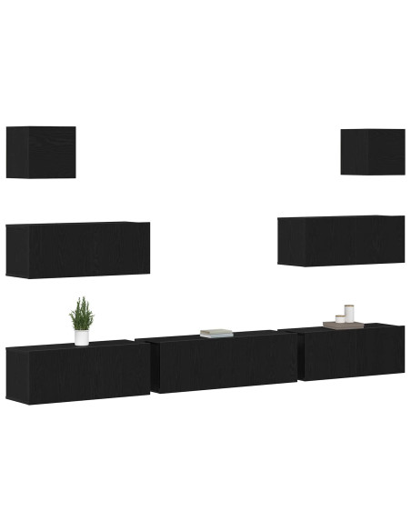 Set mobile TV 7 pcs Rovere Nero 100 x 30 x 30 cm