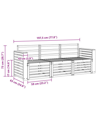 Set divani Legno di Acacia Massello
