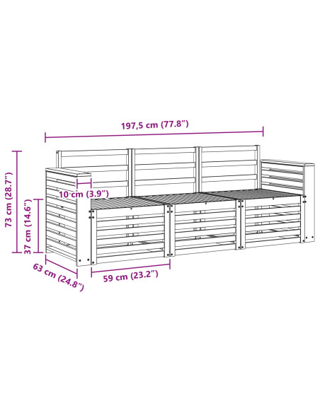 Set divani Legno di Acacia Massello