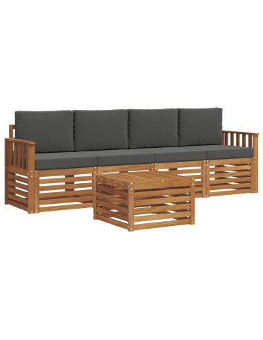 Set divani Naturale e Antracite Legno di Acacia Massello