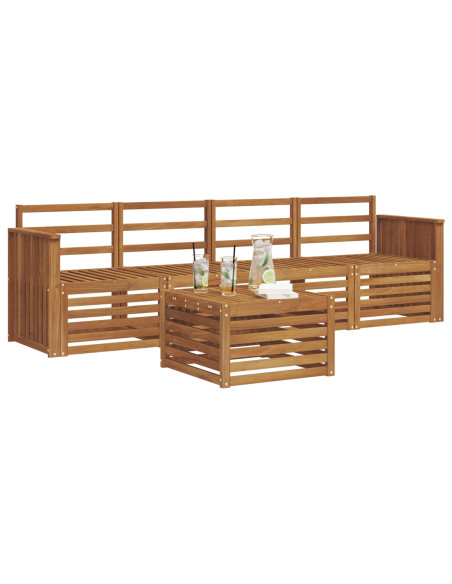 Set divani 5 pcs Naturale Legno di Acacia Massello
