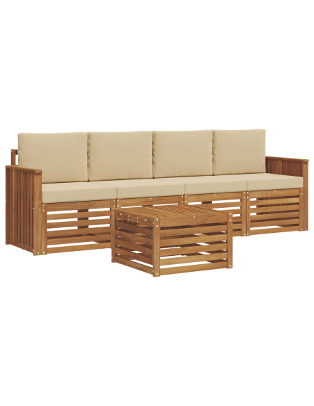 Set divani Naturale e Beige Legno di Acacia Massello